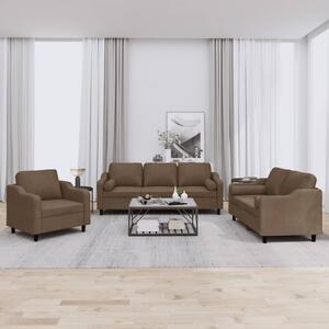 Maison Exclusive – 3-dielna sedacia súprava s vankúšmi, hnedá látka