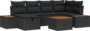 Maison Exclusive - Záhradná súprava s vankúmi 7 ks ierna Poly-rattan