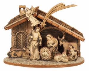 AMADEA Drevený skladací betlehem sépiový 3D 7 cm