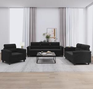 Maison Exclusive – 3-dielna sedacia súprava s vankúšmi, čierna mikrovlákna