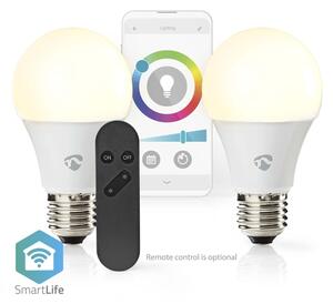 Nedis WIFILRC20E27 - sada 2x stmievateľných LED RGBW žiaroviek E27/9W Wi-Fi 2700-6500K