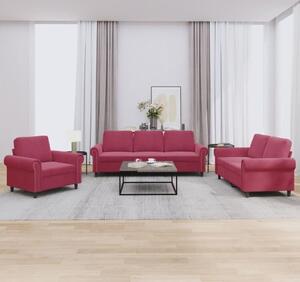 Maison Exclusive – 3-dielna sedacia súprava s vankúmi z vínovoerveného zamatu