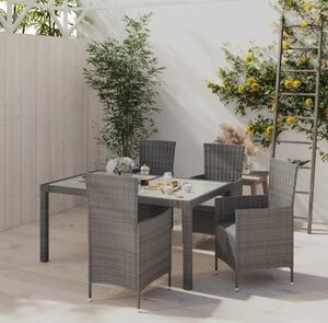 Maison Exclusive – 5-dielna záhradná jedálenská súprava s vankúšmi, polyrotang, sivá