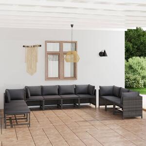 Maison Exclusive – 10-dielna záhradná súprava s vankúmi z polyrotangu, sivá