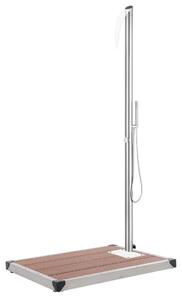 Maison Exclusive – Záhradná sprcha s hnedou podlahovou doskou, 225 cm, nerezová oce