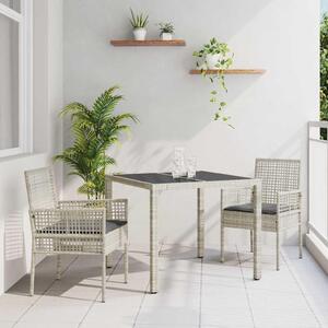 Maison Exclusive - Záhradný jedálenský set 3 pcs Svetlosivá polyratan