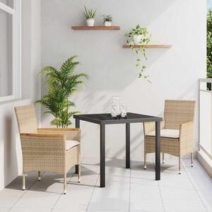 Maison Exclusive – Záhradná jedálenská súprava, 3 kusy, béžová, umelý ratan