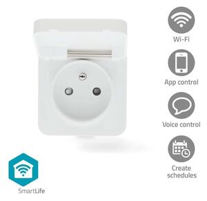 Nedis WIFIPO130EWT - Inteligentná zásuvka 3680W/230V/ Typ E/16A Wi-Fi Tuya IP44