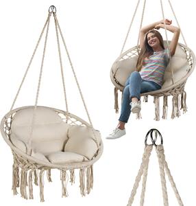 Luverno® závesné kreslo s vankúom – priemer 62 cm – do 150 kg – vak na sedenie, hojdaka na vonkajie pouitie, do záhrady, na balkón, do domácnosti
