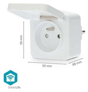 Nedis WIFIPO130EWT - Inteligentná zásuvka 3680W/230V/ Typ E/16A Wi-Fi Tuya IP44