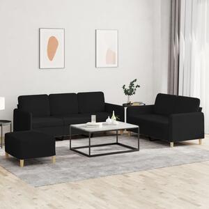 Maison Exclusive – 3-dielna sedacia súprava s vankúmi, ierna látka