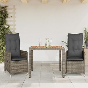 Maison Exclusive – 3-dielna záhradná bistro sada s vankúmi, sivá, polyratan