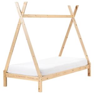 Detská posteľ teepee svetlohnedá borovicové drevo 90 x 200 cm jednolôžko pre deti lamelový rám postele