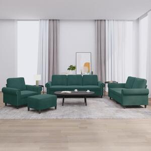 Maison Exclusive – 4-dielna sedacia súprava s vankúšmi, tmavozelený zamat