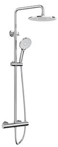 Sprchový systém Rainsworth s termostatom, okrúhla sprcha 25 cm ABS, 3 režimy prúdu, sprchová súprava 92-126 cm, chróm