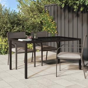 Maison Exclusive – Záhradný stôl 150 x 90 x 75 cm, tvrdené sklo, poly ratan, hnedý