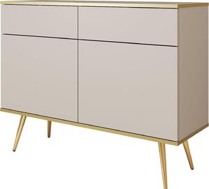 Komoda Banff KSZ107 - béová - zlaté nohy - 2 zásuvky - írka 107 cm, výka 85 cm, hbka 39 cm
