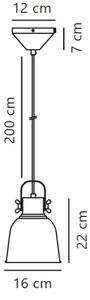 Nordlux - Luster na lanku ADRIAN 1xE27/25W/230V pr. 16 cm šedá