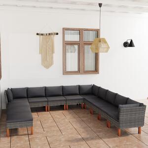 Maison Exclusive – 12-dielna záhradná súprava s vankúmi z polyrotangu, sivá