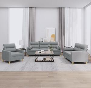 Maison Exclusive – 3-dielna sedacia súprava s vankúmi, svetlosivá látka