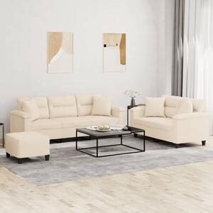 Maison Exclusive – 3-dielna sedacia súprava s vankúšmi, béžová mikrovlákna