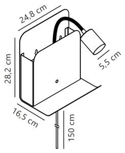 Nordlux - Nástenné svietidlo s poličkou a USB ROOMI 1xGU10/8W/230V čierna
