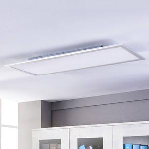 Lindby LED panel Livel, 4000K, 120cm x 30cm, strieborný, kov, Hliník / sivá / zinok, Kuchyňa, Plast, Moderný, Stropné svetlo