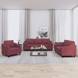 Maison Exclusive – 3-dielna sedacia súprava s vankúšmi, vínovočervená látka