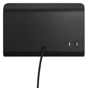 Nordlux - Nástenné svietidlo s poličkou a USB ROOMI 1xGU10/8W/230V čierna