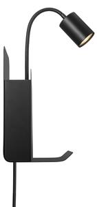 Nordlux - Nástenné svietidlo s poličkou a USB ROOMI 1xGU10/8W/230V čierna
