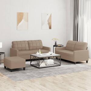 Maison Exclusive – 3-dielna sedacia súprava s vankúmi v odtieni cappuccino-hnedá z umelej koe