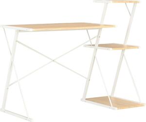 Maison Exclusive – písací stôl s policou, biela a dubová, 116 × 50 × 93 cm