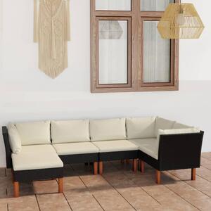 Maison Exclusive – 6-dielna záhradná súprava s vankúmi z polyrotangu, ierna