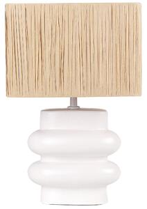 Stolná lampa biely keramický podstavec papierové tienidlo osvetlenie do interiéru minimalistický dizajn