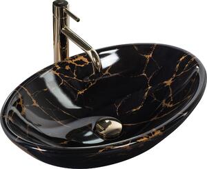 Umývadlo na dosku Rea PAMELA Black Marble Shiny