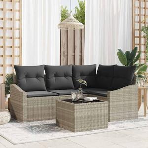 Maison Exclusive – Sedacia súprava, 5 kusov, tmavosivá [syntetický materiál]: Polyratan