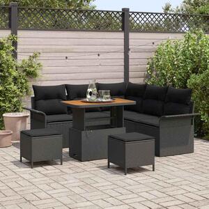 Maison Exclusive - Záhradný nábytok s vankúmi 8 ks ierny Poly-rattan