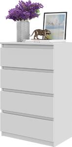 FURNICA - GABRIEL - Komoda so 4 zásuvkami - biela matná V92cm Š60cm H33cm