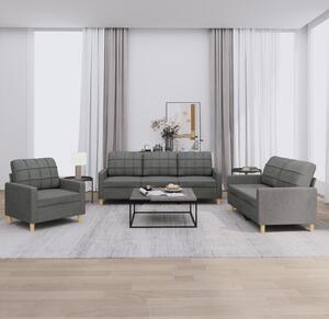Maison Exclusive – 3-dielna sedacia súprava s vankúmi, tmavosivá látka