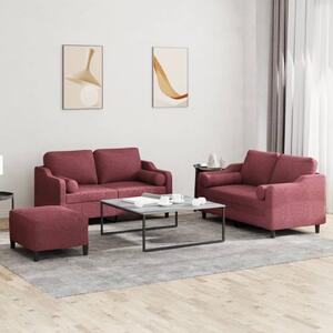 Maison Exclusive – 3-dielna sedacia súprava s vankúšmi, vínovočervená látka
