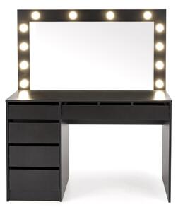 HALMAR Toaletný stolík HOLLYWOOD s LED osvetlením 120 cm čierny