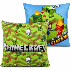 Obojstranný vankúš Minecraft - motív Survive | 38 x 38 cm