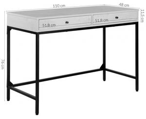 Hector Písací stôl Trewolo 110 cm biely/čierny
