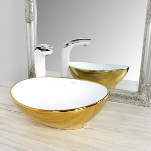 Keramické umývadlo na dosku Rea Sofia Gold - White