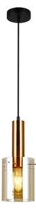 ITALUX PND-5581-1-BRO+AMB - Luster na lanku SARDO 1xE27/40W/230V čierna/mosadz