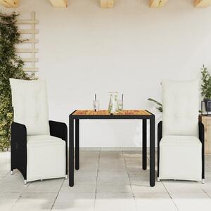 Maison Exclusive – 3-dielna záhradná bistro sada s vankúmi, ierna polyratanová