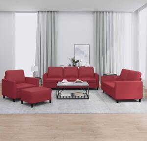 Maison Exclusive – 4-dielna sedacia súprava s vankúmi, vínovoervená umelá koa