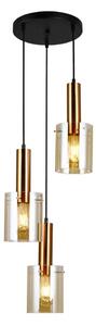 ITALUX PND-5581-3A-BRO+AMB - Luster na lanku SARDO 3xE27/40W/230V čierna/mosadz