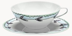 Šálky na čaj's podšálkami z jemného kostného porcelánu Midnight Flowers, 2 ks