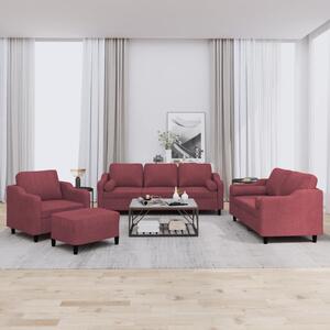 Maison Exclusive – 4-dielna sedacia súprava s vankúšmi, vínovočervená látka
